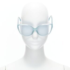LINDA FARROW LFL656/9 blue acetate clear lens oversized sunglasses